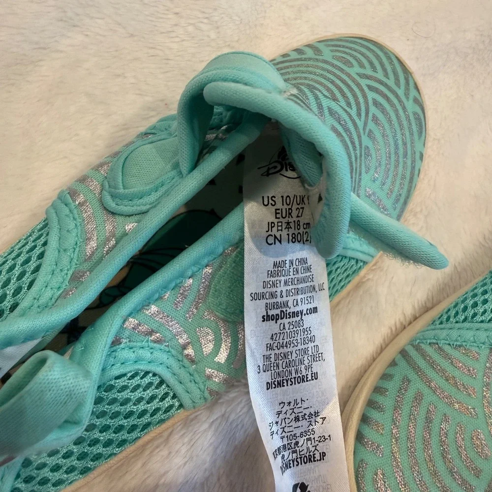 Disney‎ Ariel Little Mermaid Teal Silver Scale Mesh Water Shoes Kids Size 10